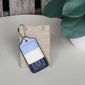 Coach Blue and White Leather 2.5" Keychain